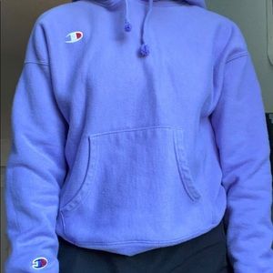 Womans Lavender Reverse Weave Champion Hoodie